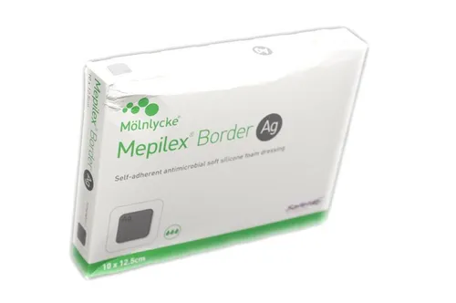 Mölnlycke MEPILEX Border Ag Schaumverband 10 x 12,5cm (5 Stück) REF 395360