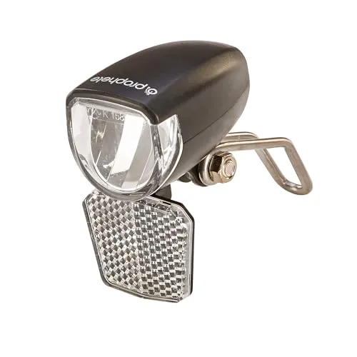 Prophete Fahrrad LED-Scheinwerfer – 15 Lux, kompakt & StVZO zugelassen - Erleben Sie klare Sicht mit dem Prophete LED-Scheinwerfer! Mit 15 Lux sorgt er für optimale Beleuchtung im Straßenverkehr. Der Scheinwerfer ist kompatibel mit Naben- und Seitendynamo und bietet durch den abnehmbaren Reflektor zusätzliche Sicherheit.