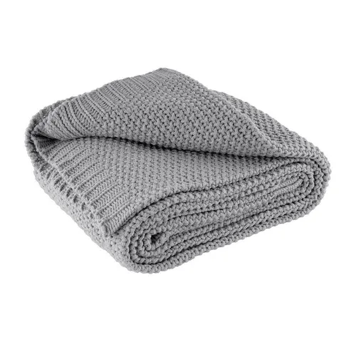 wometo Wohndecke Strick - Kuschelige Strickdecke in Grau - Bettdecken: Edle und schlichte Strickoptik, aus 100% Polyacryl, OEKO-TEX® zertifiziert, waschbar bei 30 °C für einfache Pflege.