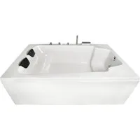 Basera Badewanne XXL Milos 190 x 120 cm - Moderne Badewanne für 2 Personen mit LED-Ambiente, Wasserfall und gepolsterten Kopfstützen für ein entspannendes Badeerlebnis.