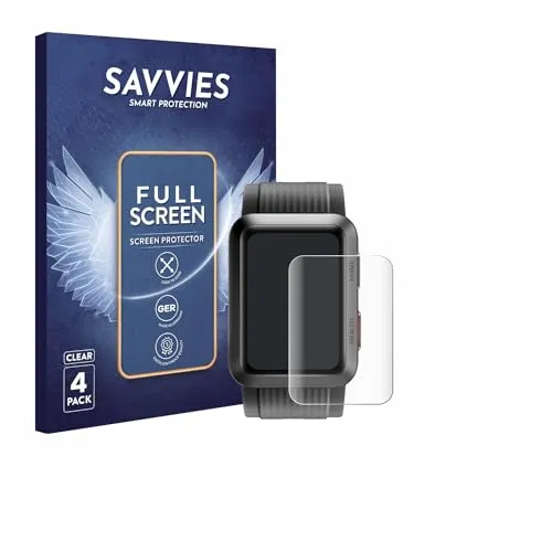 Savvies 4 Stück Full-Screen Schutzfolie für Huawei Watch D Full-Cover Displayschutz-Folie [3D Curved, Transparent, Anti-Fingerabdruck]