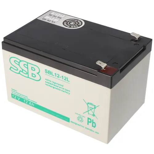 SSB SBL12-12L 12V 12Ah Bleiakku - Standard-Akkus mit Longlife Design, ideal für zuverlässige Energieversorgung und langlebige Anwendungen, 10-12 Jahre Lebensdauer.