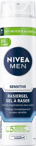 NIVEA MEN Sensitive Rasiergel 200 ml - Gele für Vorbehandlung – Sanfte Rasur mit schützender Formel gegen Hautirritationen, ideal für empfindliche Haut dank Kamille und Vitamin E.