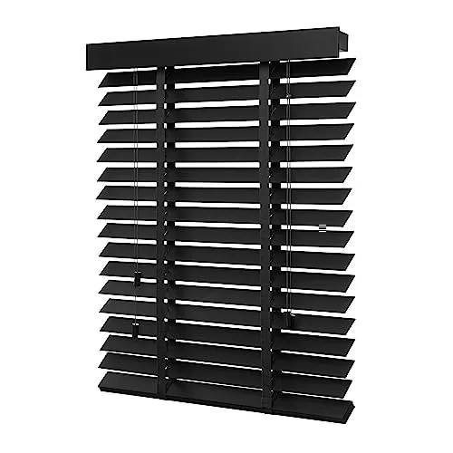 Ventanara Holzjalousie 50mm - Echtholz Jalousette in Schwarz Matt (80 x 180 cm), ideal für Wohn-, Schlaf- und Badezimmer