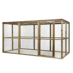 FATMOOSE Voliere CheeryChicken Cove – Begehbarer Premium Hühnerstall aus massivem Holz mit großem Auslauf - Outdoor Hühnerstall für artgerechte Tierhaltung. Robustes Design aus imprägniertem Kiefernholz, raubtiersicher und ideal für Familienprojekte im Garten.