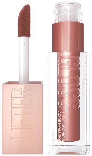 Maybelline New York Glänzender Lipgloss für voller wirkende Lippen, Feuchtigkeitsspendend, Mit Hyaluronsäure, Lifter Gloss, Farbe: Nr. 008 Stone (Braun), 1 x 5,4 ml