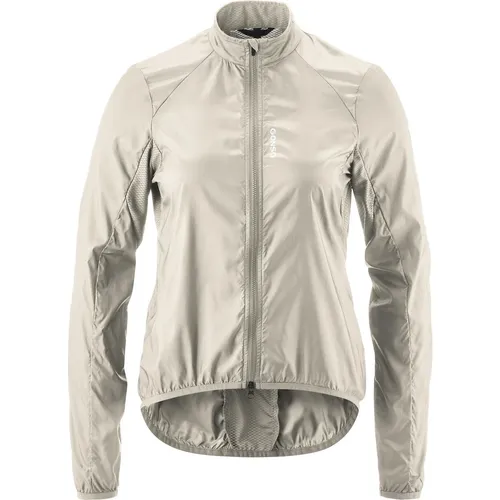 GONSO Road Jacket Wind W Damen Fahrradjacke Gr. 42 - Fahrradbekleidung mit atmungsaktiver Funktion, ideal für Rennradfahrerinnen, aus 100% Polyester und in elegantem hellgrau.