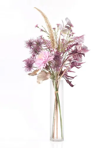 Kunstblumenstrauß Silvester Strauß MENAMI, lila-Champagner, 95cm - Eleganter Kunstblumenstrauß von artplants, ideal für die Innenraumdekoration. Mit einer Höhe von 95 cm sorgt er für ein stilvolles Ambiente und ist pflegeleicht.
