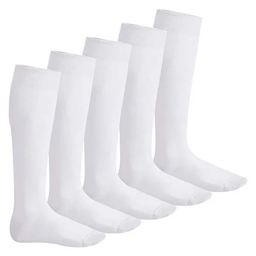 Footstar Herren & Damen Kniestrümpfe (5 Paar), Klassische Strümpfe aus Baumwolle - Everyday! - Weiß 35-38
