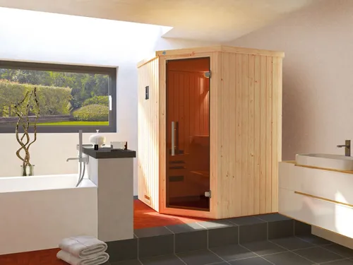 Weka Ecksauna KIRUNA 1 GT K - Sauna für entspannende Wellnessmomente, hochwertige Verarbeitung und platzsparendes Eckdesign für Ihr Zuhause.