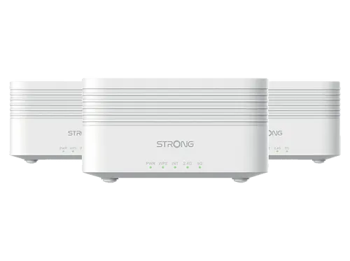 Strong MESHTRIAX3000 - Weiß - Router mit WiFi 6 für blitzschnelle Datenübertragung bis 2402 Mbit/s, ideal für 4K-Streaming und große Wohnungen. Genießen Sie optimale Konnektivität mit Mesh-Technologie und einfacher App-Steuerung.