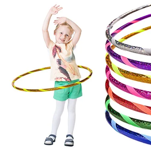 Glamour Kinder Hula Hoop Reifen Ø60cm, Gelb-Gelb - Bauchtrainer & Rückentrainer, fördert Ausdauer und Körperhaltung mit Glitzer-Design, robust und ideal für aktive Kinder, aus deutscher Handarbeit gefertigt.