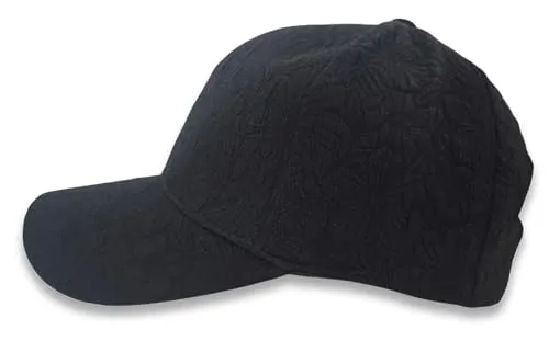 styleBREAKER Damen Baseball Cap mit floralem Ton in Ton Muster | 6-Panel Basecap mit Klettverschluss verstellbar | sportliche Blumenoptik Kappe Streetstyle, Farbe:Schwarz