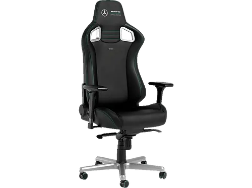 noblechairs Epic Gaming Chair - Mercedes AMG Petronas Edition - Ergonomischer Bürostuhl mit hochwertigem Hybrid PU-Leder, bis 135° neigbar, ideal für Gaming und Büro. Belastbarkeit bis 120 kg, für besten Sitzkomfort und Langlebigkeit.