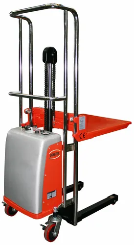 Plattformheber Trgf. 400kg SCHEFER MIETSTA - Elektrohydraulischer Plattformheber, ideal für leichtes Heben und Transportieren mit stufenlos steuerbarer Hydraulikpumpe und robustem 12V Motor.