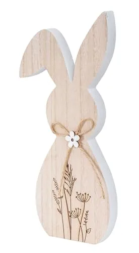 levandeo Deko Aufsteller Hase Holz H20cm Blumen Natur Tischdeko Frühling Ostern Deko Osterdeko Figur