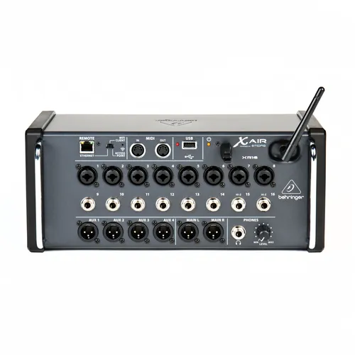 Behringer X Air XR16 B-Stock - 16 Kanal Digital Mixer - Mischpulte mit 16 Kanälen, fernsteuerbar über integrierten Router, ideal für Live-Events und Studioaufnahmen, inklusive Rackmounts und voller Garantie.