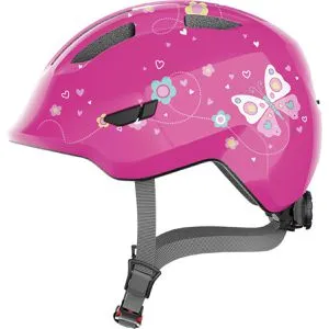 ABUS Smiley 3.0 pink butterfly S (45-50 cm) - Fahrradhelm für Kinder mit hervorragendem Rundumschutz, höhenverstellbarem Verstellsystem und kindgerechtem Design - ideal für kleine Fahrradanfänger.