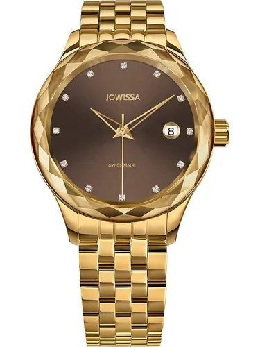JOWISSA Quarzuhr J6.238.M Tiro Unisex - Moderne 38mm Armbanduhr mit 5ATM Wasserdichtigkeit, Swiss Made und elegantem goldfarbenem Edelstahl-Gehäuse – perfekt für jeden Anlass.