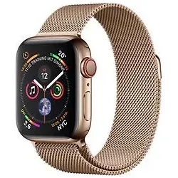 Apple Watch Series 4 40 mm Edelstahlgehäuse gold mit Milanaise Armband - Smartwatch mit elegantem Edelstahlgehäuse und stilvollem Milanaise Armband, ideal für Fitness-Tracking und Benachrichtigungen auf einen Blick.