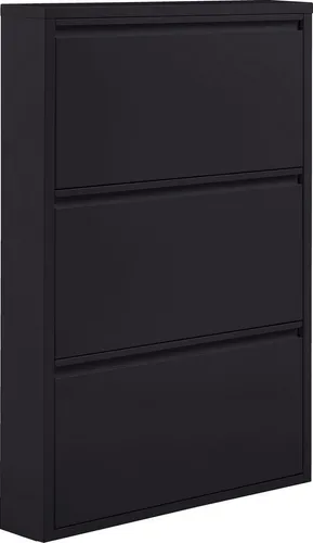 Schuhschrank Sabine aus Metall, Schwarz - Schuhschrank in elegantem Schwarz, ideal für den Eingangsbereich oder Ankleidezimmer, bietet Platz für Ihre Schuhe und hält den Raum ordentlich und stilvoll.