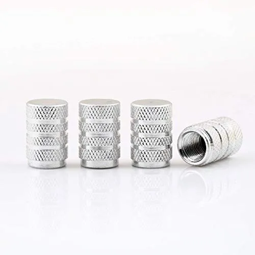 DM Autoteile Aluminium Auto Ventilkappen 4-er Set versch. Farben mit Dichtung (Silber)
