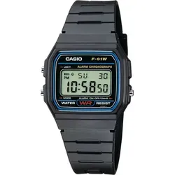 Casio F-91W-1YEF Digitale Armbanduhr - Armbanduhr mit LED-Beleuchtung, Stoppuhr und automatischem Kalender. Ideal für den täglichen Gebrauch, wasserdicht und langlebig dank robustem Resin-Material.