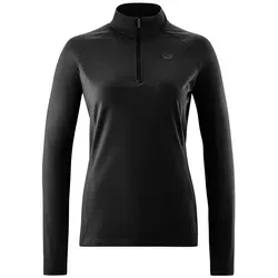 GONSO Essential Jersey Longsleeve W - Damen Radtrikot - Damen Fahrradtrikot langarm in Schwarz, ideal als Midlayer mit hoch geschlossenem Ausschnitt für optimalen Komfort und Stil beim Radfahren.
