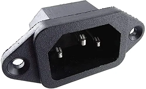 Kaltgeräte Steckverbinder Buchse C-14, Belastbar bis 10A/250V mit 2 Loch Rahmenbefestigung, 3-pins IEC Panel, Schwarz, Lötansschluss