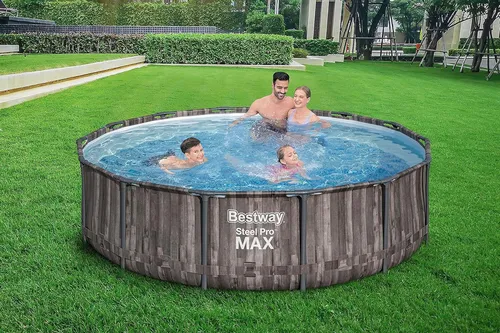 Bestway® Steel Pro MAX™ Aufstellpool Ø 457 x 122 cm mit Filterpumpe - Runder Aufstellpool (Ø 457 cm) aus robustem DuraPlus-Material für Langlebigkeit. Mit einfacher Montage, inklusive leistungsstarker Filterpumpe. Ideal für entspannende Sommertage im Garten.