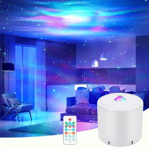 MHAZDZE LED Sternenhimmel Projektor - Nachtlicht mit Fernbedienung und Timer-Funktion, schafft eine magische Atmosphäre mit dynamischen Sternen und Meereswellen für entspannende Nächte oder fröhliche Partys.