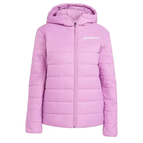 adidas Terrex Multi Essentials CLIMAWARM Jacke für Damen - Wärmende, isolierte Kapuzenjacke in Preloved Purple. Ideal für Outdoor-Aktivitäten, aus 100 % recyceltem Polyester gefertigt.