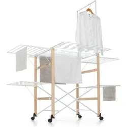 Foppapedretti SuperGulliver Wäscheständer – Faltbar und Mobil - Wäscheständer aus Aluminium und Holz, mit 35 m Trockenfläche und praktischen Lenkrollen. Ideal für effizientes Trocknen in jedem Raum.
