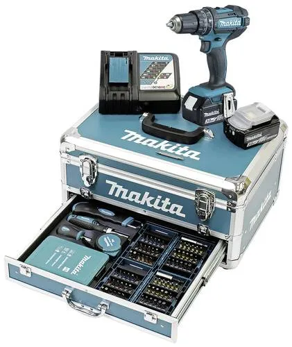 Makita DHP482RFX9 - Akku-Schlagbohrschrauber-Set 18,0 V mit 2 Akkus, leistungsstark und vielseitig für professionelle Anwendungen