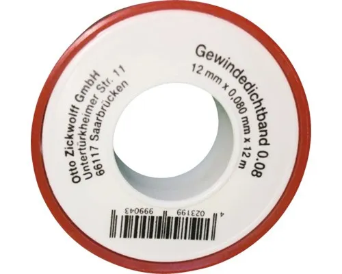 PTFE-Gewindedichtband 0,08 mm Stärke x 12 mm x 12m