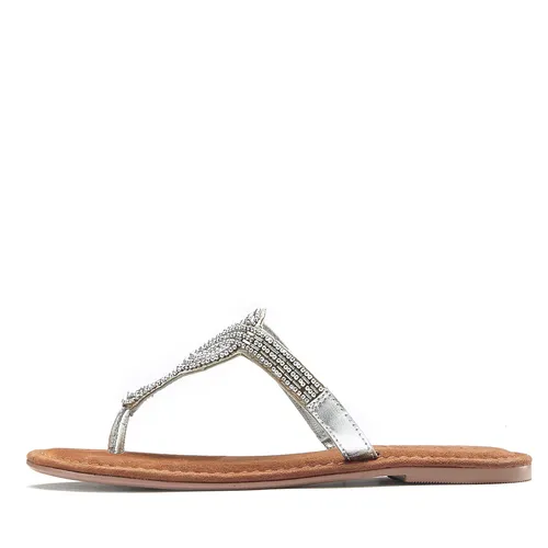 Zehentrenner LASCANA Damen Sandalen, Glitzer mit Zierperlen - Feminine Zehentrenner-Pantolette von LASCANA mit glitzerndem Look und bequemer Lederinnensohle. Ideal für den Sommer und perfekt für schicke Outfits.