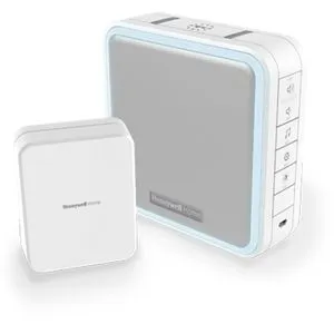 Honeywell Türklingel DC915SCV Funk Set - Türglockensätze mit 200m Reichweite, 52 Melodien und LED-Blinken, ideal für hörgeschädigte Nutzer. Erweiterbar für mehrere Eingänge und einfach zu montieren.