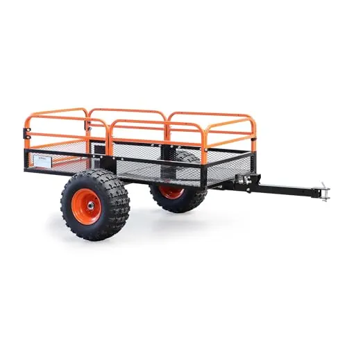 Wiltec Kippanhänger bis 680 kg für Rasentraktor - Handwagen mit Kippfunktion, ideal für den flexiblen Transport von bis zu 680 kg. Robuste Stahlkonstruktion und abnehmbare Seitenwände für vielseitige Nutzung im Garten.