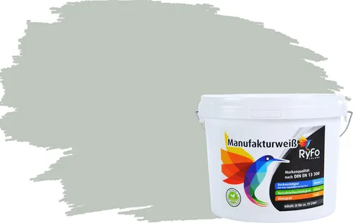 RyFo Colors Bunte Wandfarbe Manufakturweiß Graugrün 3l - Hohe Deckkraft und Nassabrieb - Premium-Innenwandfarbe für harmonische Wohnräume. Mit höchster Deckkraft und widerstandsfähiger Oberfläche für ein gepflegtes Zuhause. Ideal für einfache Verarbeitung und ein gleichmäßiges Farbergebnis.