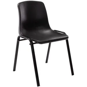 CLP Stapelstuhl Nowra - Bequemer Kunststoffstuhl mit Metallgestell, schwarz - Esszimmerstuhl mit gewölbter Sitzschale für hohen Komfort, stabil und stapelbar für platzsparende Lagerung, ideal für Konferenzen und Veranstaltungen.