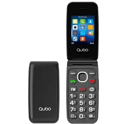 Qubo Seniorenhandy Klapphandy – Großtastenhandy mit SOS-Funktion - Seniorenhandy mit 2,4 Zoll Farbdisplay und SOS Notruffunktion: Ideal für ältere Menschen, benutzerfreundlich und robust für den täglichen Gebrauch.