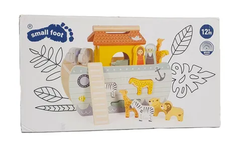 Tchibo small foot Steckspiel Arche Noah Safari - Mehrfarbig, robustes Holzspielzeug fördert motorische Fähigkeiten und Fantasie für Kinder ab 12 Monaten