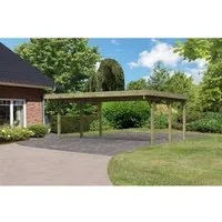 Karibu Doppelcarport Classic - Robuster Carport aus Nadelholz mit witterungsbeständigem Stahl-Dach, ideal für optimalen Schutz Ihres Fahrzeugs und hohe Stabilität.