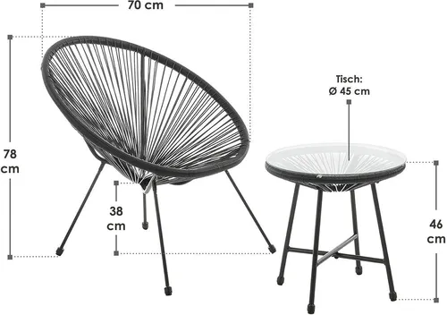 Juskys Balkonmöbel Set Ostana 3-teilig - Stilvolles Bistroset für Balkon & Terrasse - 3-teiliges Set mit witterungsbeständigen Materialien; elegantes Design mit PE-Rattan-Geflecht für gemütliche Stunden im Freien.