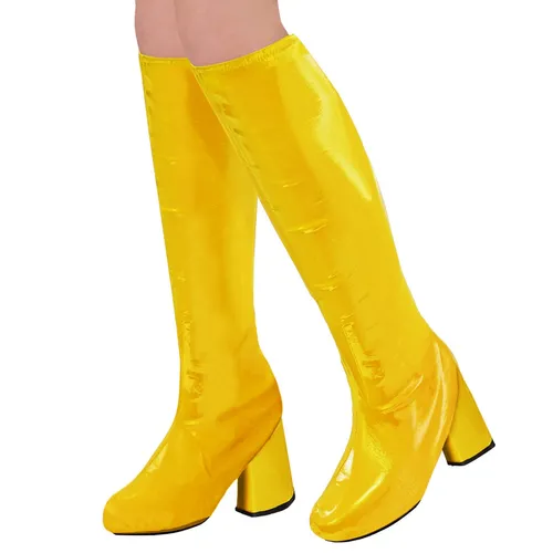 Stiefelstulpen "Groovy Yellow" – Glänzende Beinstulpen für Kostüme - Verleihen Sie Ihrem Outfit das gewisse Etwas mit den Stiefelstulpen Groovy Yellow! Ideal für Fasching und Partys, dank Gummizug sitzen sie perfekt und setzen glänzende Akzente.