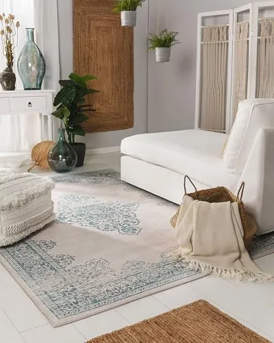 benuta Pop Teppich, Türkis, 200x300 cm - Orientalischer Teppich aus Textil, wasserabweisend und GOTS-zertifiziert – ideal für stilvolle Akzente in Ihrem Wohnraum.
