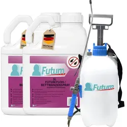 FUTUM 2x5L Bettwanzenspray / Flohspray bekämpft Insekten, Eier, Larven ohne Biozide auf Wasserbasis,  Sofortwirkung ohne Flecken  + 5L Sprüher