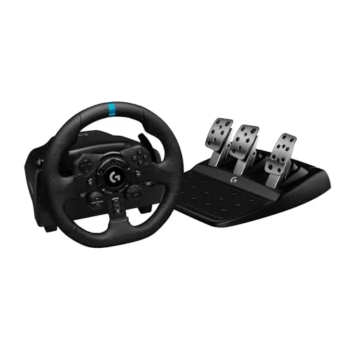 Logitech G923 Racing Wheel + Pedals - Gaming-Lenkrad für PS5, PS4 und PC, mit TRUEFORCE-Technologie und programmierbarem Doppelkupplungssystem für realistisches Rennfahren