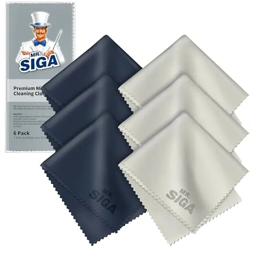 MR.SIGA Mikrofaser Reinigungstücher für Brillen & Bildschirme – 6er Pack - Hochwertige Mikrofaser-Reinigungstücher in kompakter Größe, ideal für die schonende Reinigung von Brillen und empfindlichen Oberflächen. Wiederverwendbar und fusselfrei – für beste Ergebnisse!