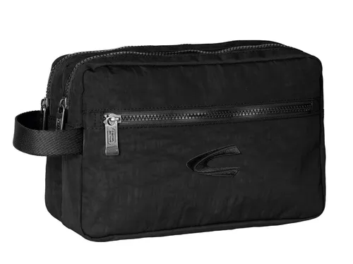 camel active Journey Herren Kulturtasche - Robuste Kosmetiktasche in Schwarz, ideal für perfekte Organisation auf Reisen mit zwei Fächern und kompakten Maßen 26 x 16 x 9 cm